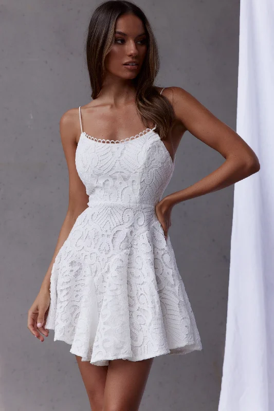 Malibu Sunset Lace A-Line Mini Dress White