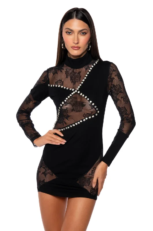 RAMONA LACE EMBELLISHED MINI DRESS