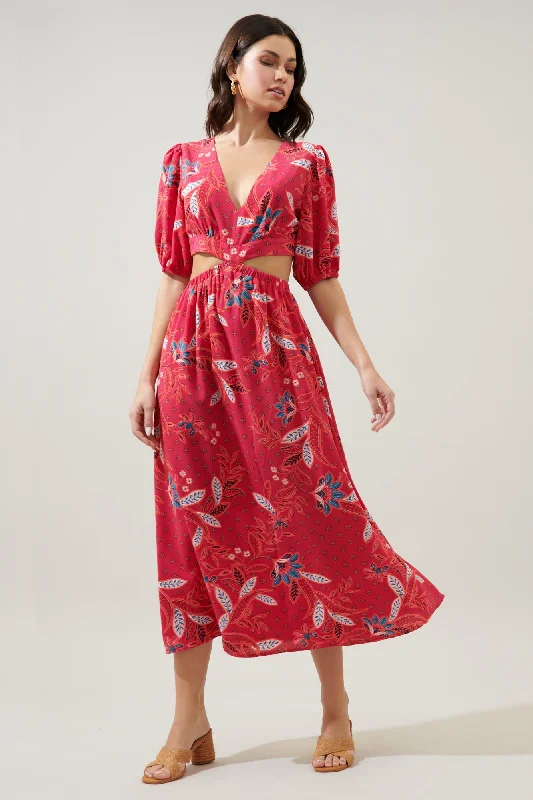 Sable Paisley Terranea Cut Out Midi Dress