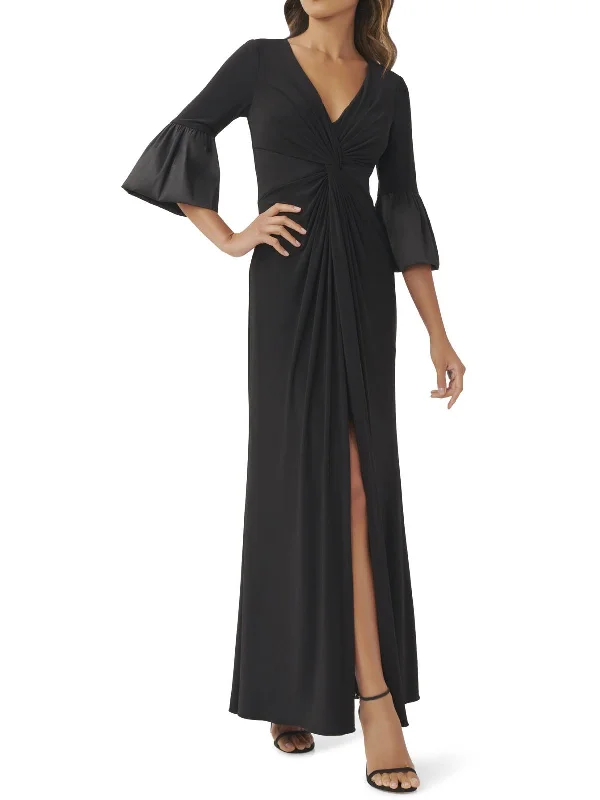 Womens Front Twist Maxi Evening Dress