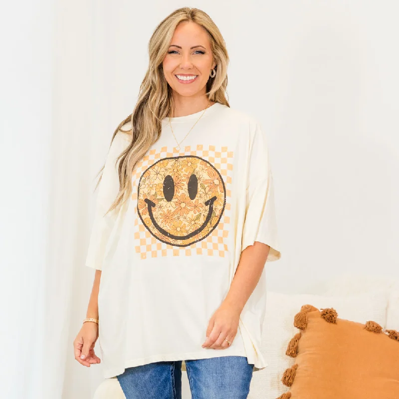 Fall Flowers Boyfriend Tee, Ivory