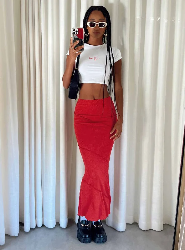 Oscar Maxi Skirt Red