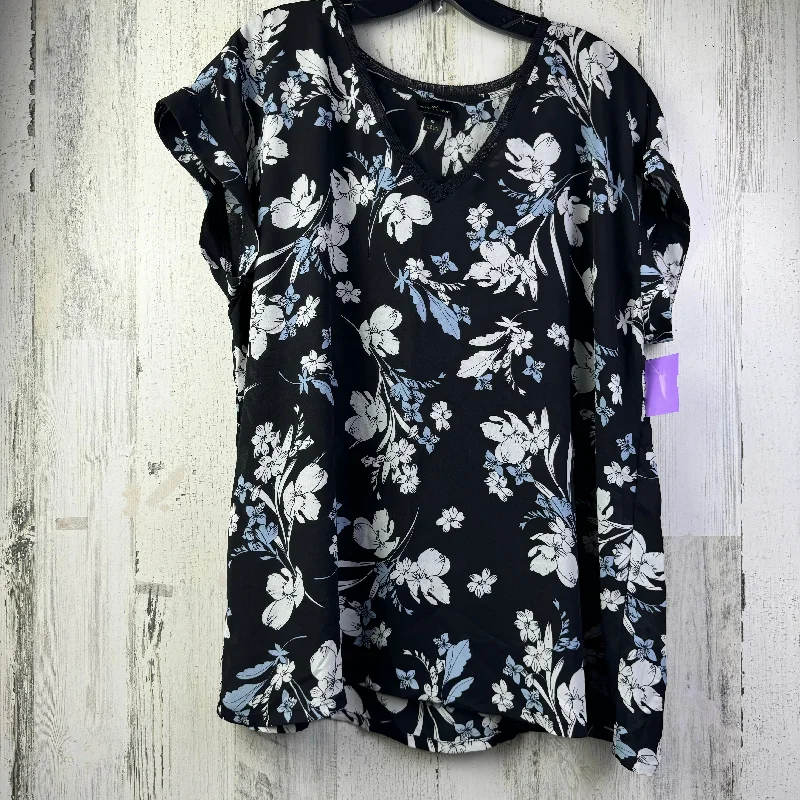 Black & White Blouse Short Sleeve Worthington, Size Xl