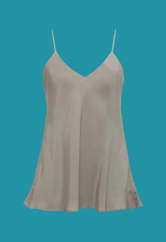 Double Solid Silk Cami - Steeple Grey