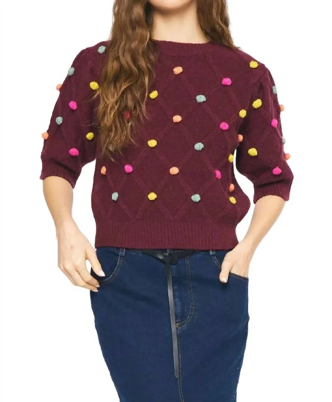 Joyful Times Sweater In Burgundy