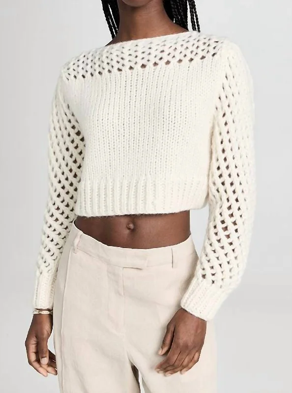 Larson Crop Pullover In Antique White