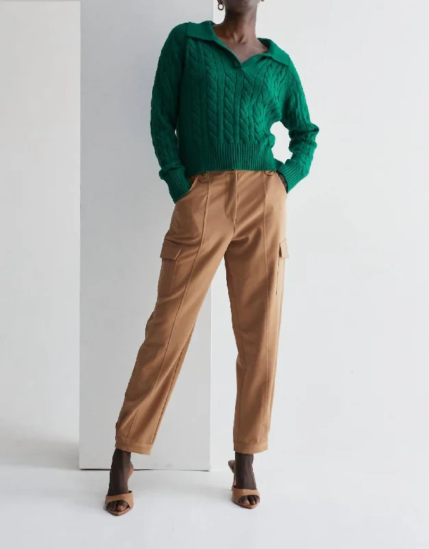 Vivian Pretzel Knit Top Sweater In Green