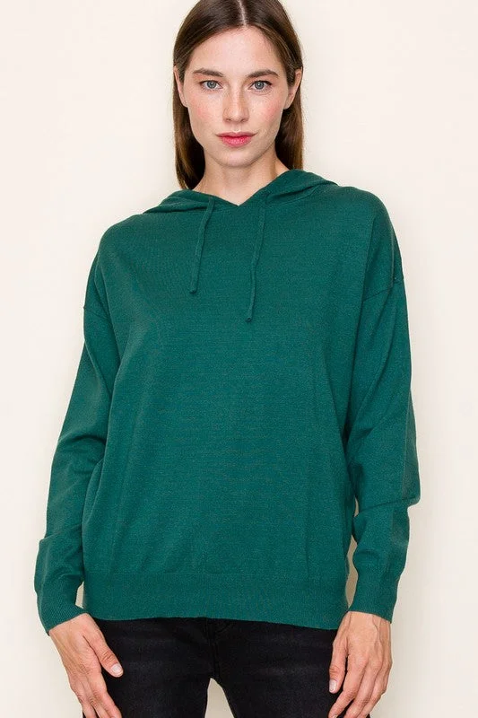 Forest Green Lightweight Knit Hoodie