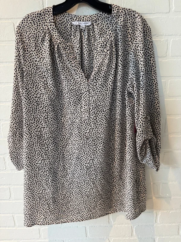 Top Long Sleeve By 41 Hawthorn In Black & Cream, Size: L