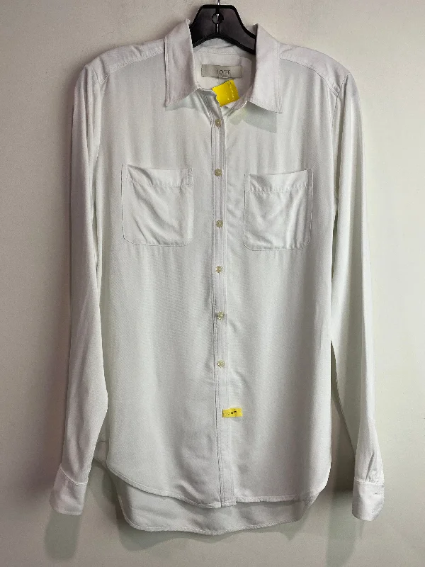 Top Long Sleeve By Loft In White, Size: S