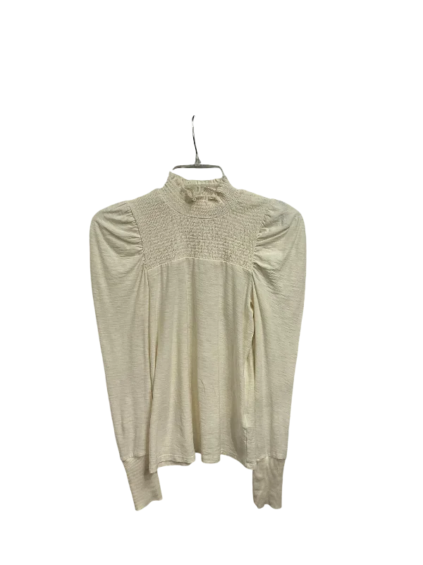 Top Long Sleeve By Nation In Cream, Size: Xs