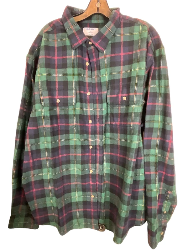 Top Long Sleeve By Old Navy In Plaid Pattern, Size: Xxl