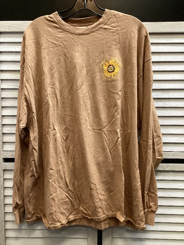 Top Long Sleeve By Simply Southern In Brown, Size: Xxl