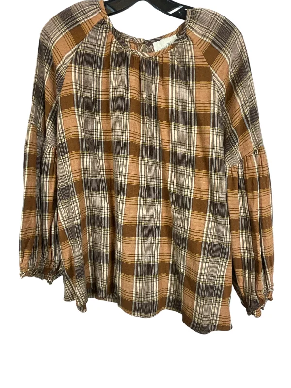 Top Long Sleeve By Universal Thread In Brown, Size: Xxl