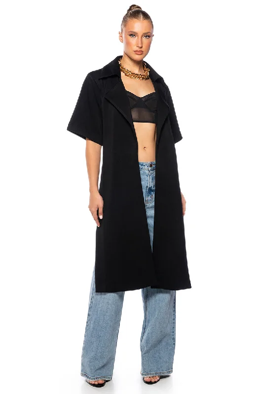 LET IT COME TRUE OPEN BACK DUSTER IN BLACK