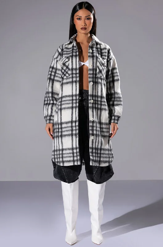 LONG PLAID LINED SHACKET