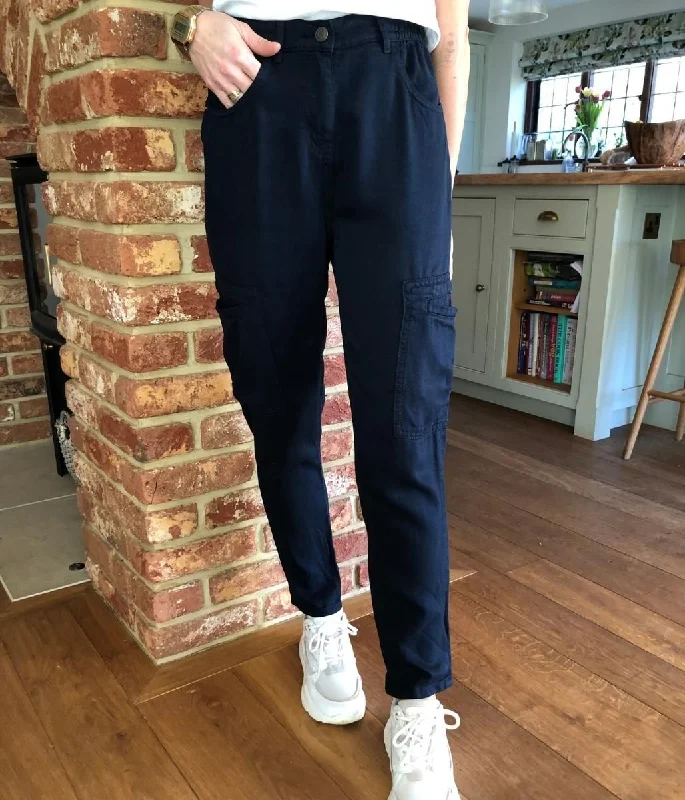 Navy Tapered Cargo Trousers